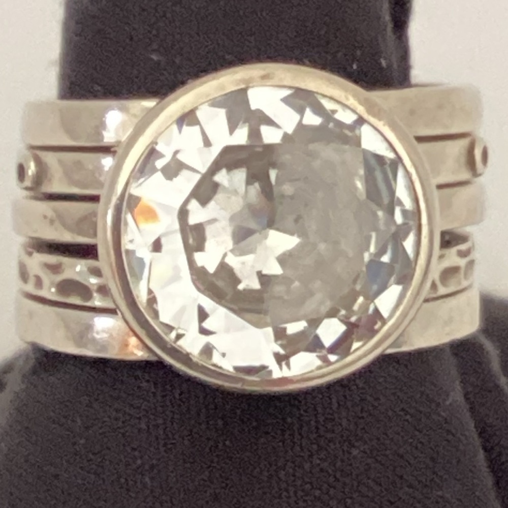 Silpada 925 sterling round CZ  5 stack rings